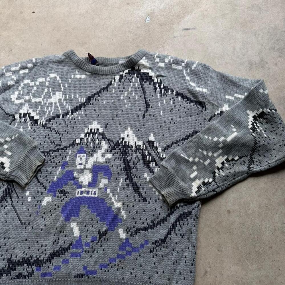 Vintage 80s ski character knit sweater vintage large